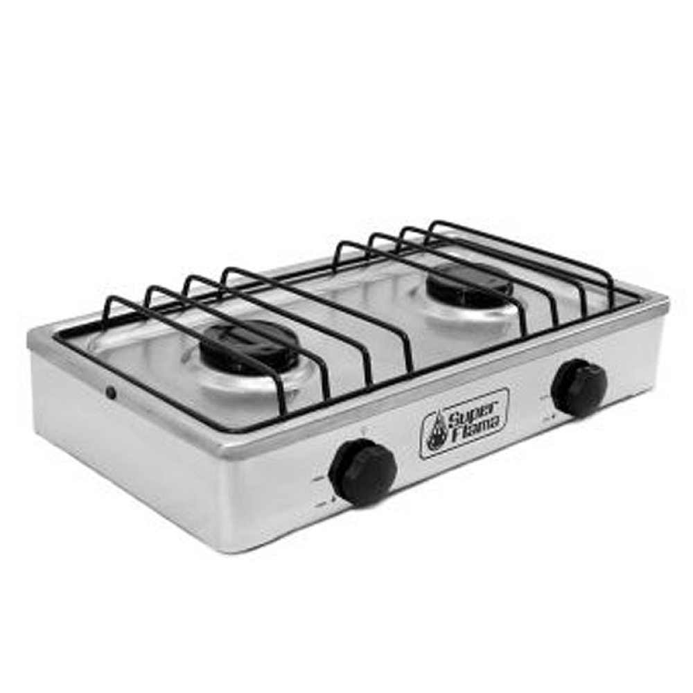 ESTUFA SUPER FLAMA 2 QUEMADORES TODA ACERO INOXIDABLE